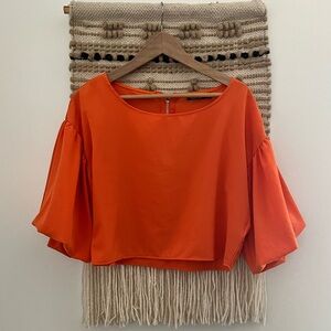 BOOHOO | Orange Bubble Bell Sleeve Top Blouse